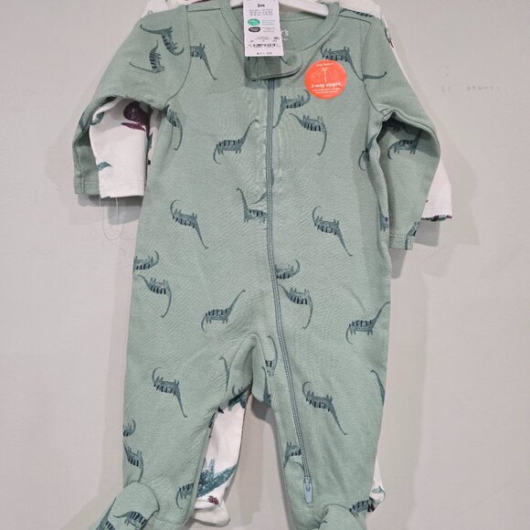 Carters 2-Piece Set Size 3 Months Sleeper Pajamas w/Feet & Dinosaur Theme - NWT - Picture 1 of 4